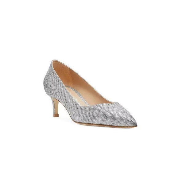 Stuart Weitzman NEW Anny 50 mm Metallic Silver Heel Size 5.5 - Picture 1 of 9